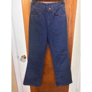 Vintage Wrangler 945 DEN No Fault Jeans 27 Dark Wash Made in USA Bootcut